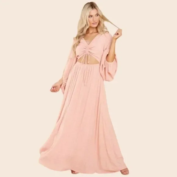 Aura the Label Peach Maxi Cutout Dress Size Small New With Tags - Picture 2 of 15